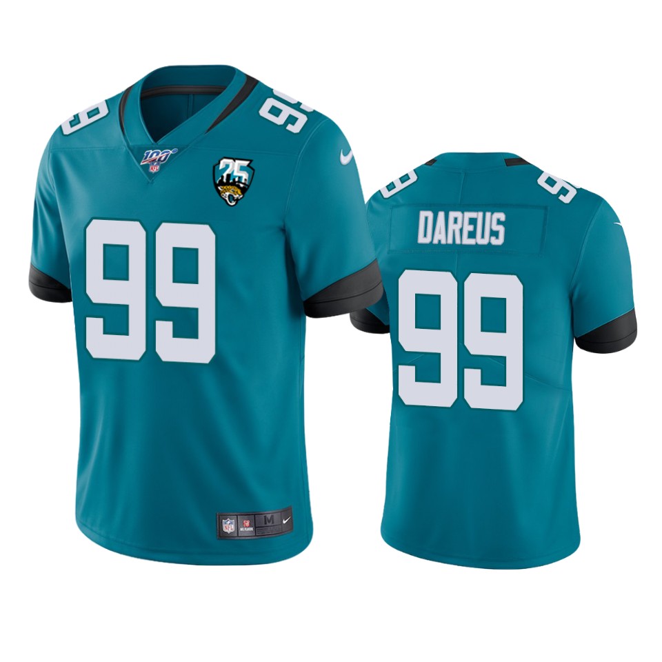 Men Nike Jacksonville Jaguars #99 Marcell Dareus Teal 25th Anniversary Vapor Limited Stitched NFL 100th Season Jersey